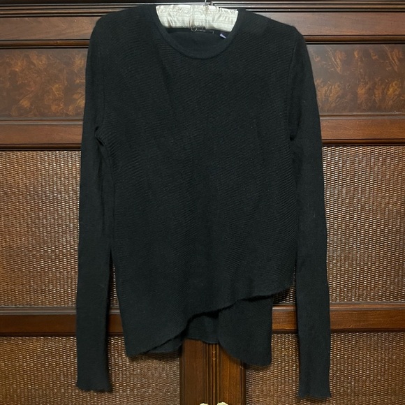 Cullen Cashmere Black Asymmetrical Bottom‎ Pullover Cashmere Sweater Size M - Picture 10 of 16